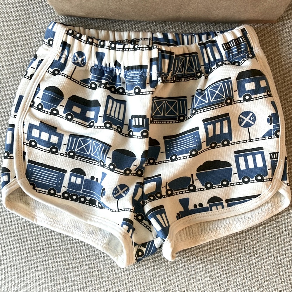Winter Water Factory Trains Shorts- blue terry